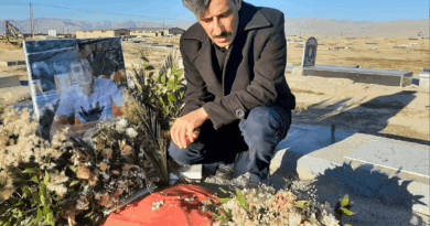 حسن باقری‌نیا بر سر مزار ابوالفضل آدینه‌زاده از کشته‌شدگان اعتراضات سال ۱۴۰۱